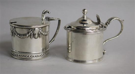 A William IV silver mustard pot, London, 1830 and a late Victorian silver mustard pot.